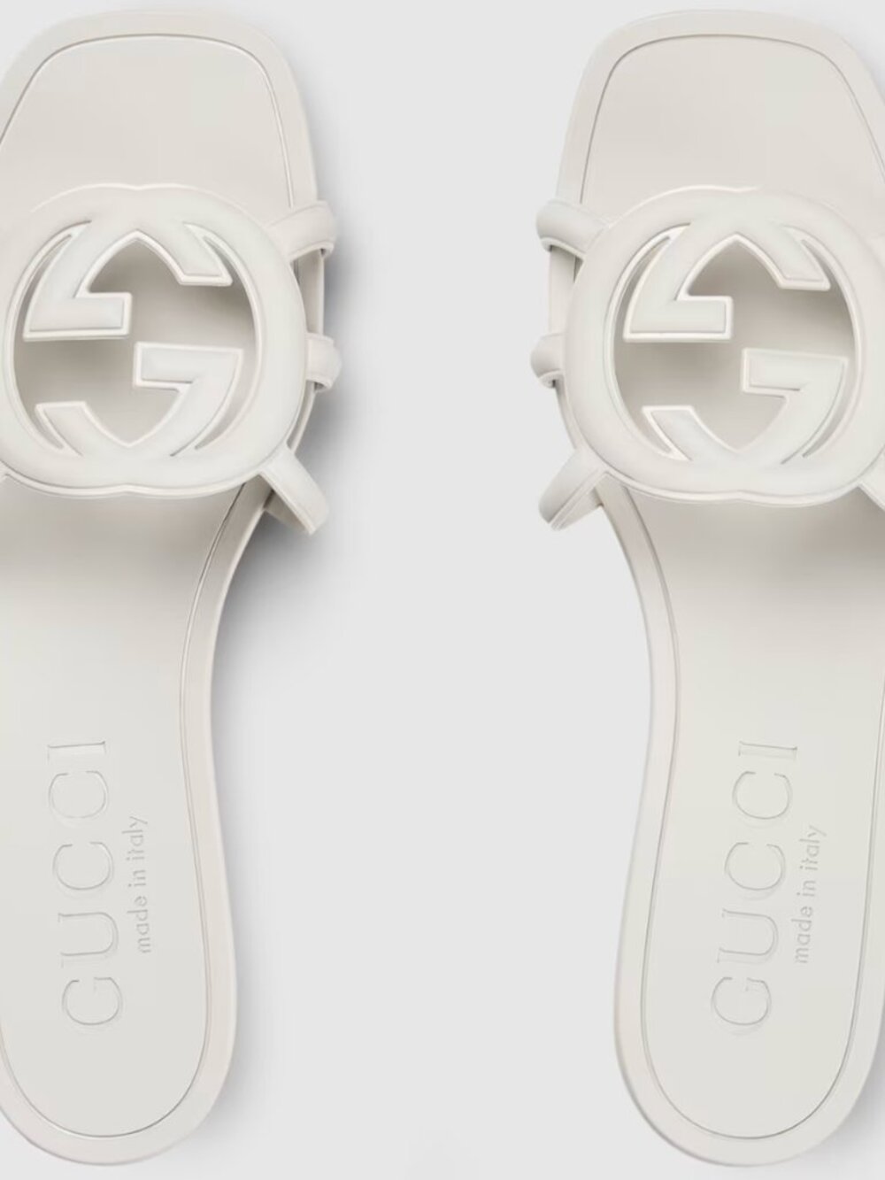 Gucci Interlocking G white rubber slides